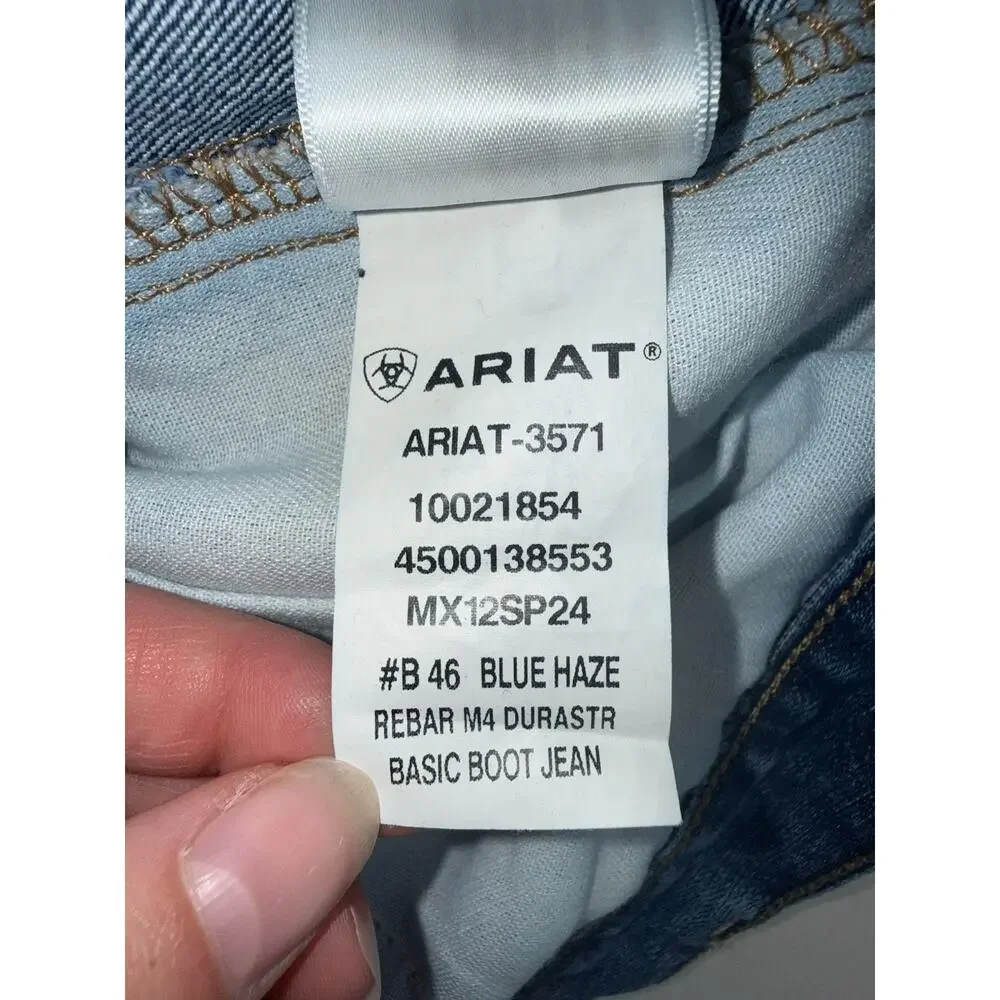 Ariat Rebar M4 Durastretch Relaxed Boot Jeans Mens 34 / 32 Blue Denim Workwear
